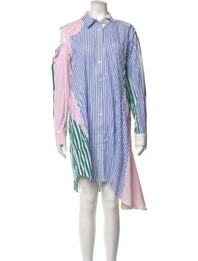 Pre-owned Sacai Striped Midi Length Dress In Blue
