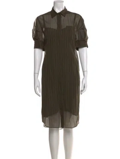 Pre-owned Sacai Striped Midi Length Dress In Green