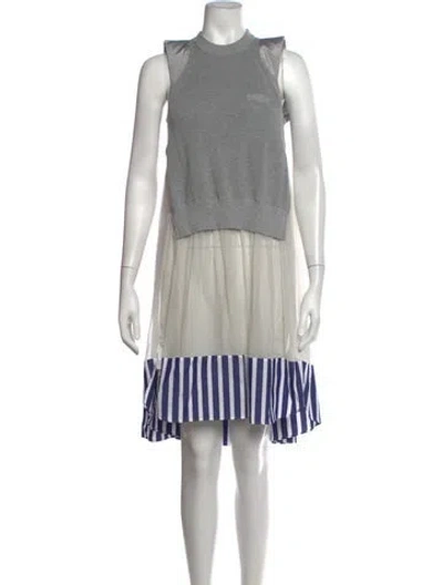 Pre-owned Sacai Striped Midi Length Dress W/ Tags In Grey
