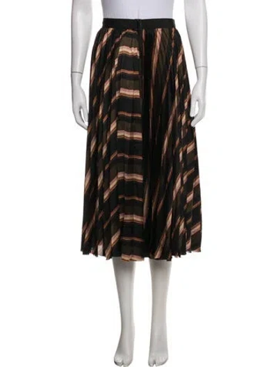 Pre-owned Sacai Striped Midi Length Skirt In Black
