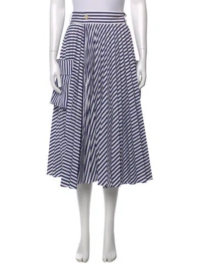 Pre-owned Sacai Striped Midi Length Skirt In Blue