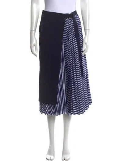 Pre-owned Sacai Striped Midi Length Skirt In Blue