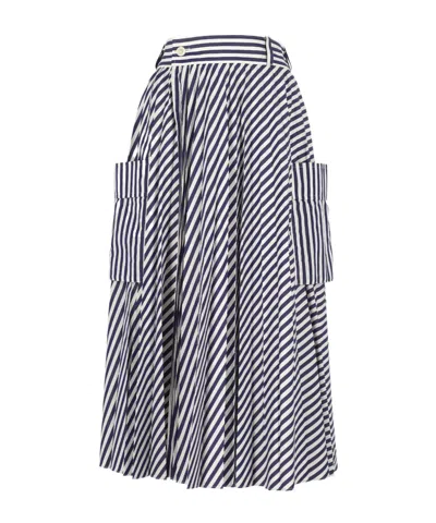 Sacai Striped Midi Skirt In Multi