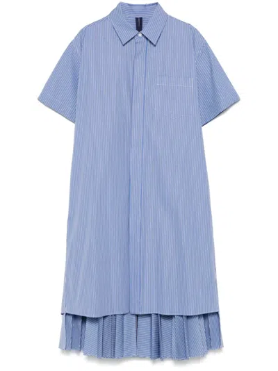 Sacai Striped Mini Dress In Blue