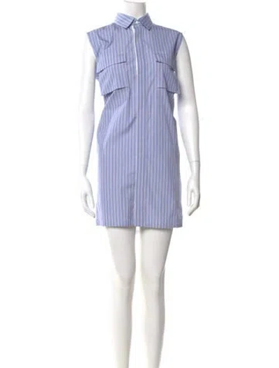 Pre-owned Sacai Striped Mini Dress In Blue