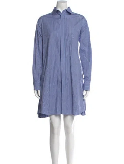 Pre-owned Sacai Striped Mini Dress In Blue