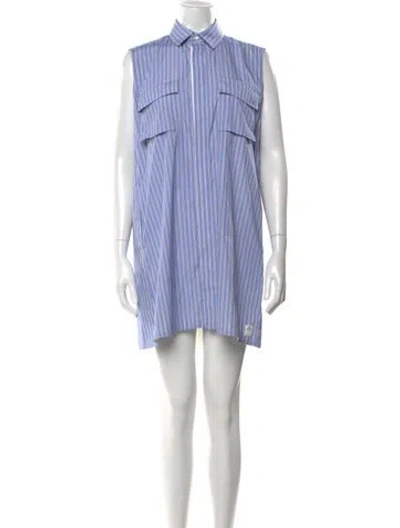 Pre-owned Sacai Striped Mini Dress In Blue