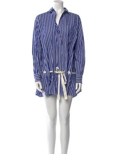 Pre-owned Sacai Striped Mini Dress In Blue