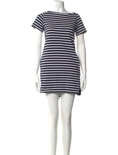 Pre-owned Sacai Striped Mini Dress In Blue