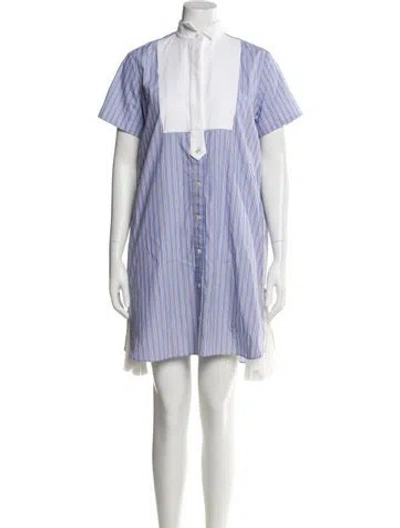 Pre-owned Sacai Striped Mini Dress In Blue