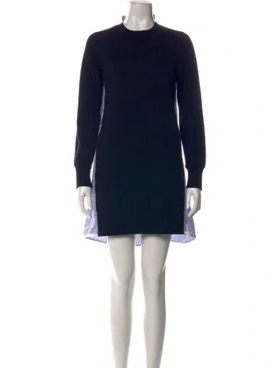 Pre-owned Sacai Striped Mini Dress In Blue