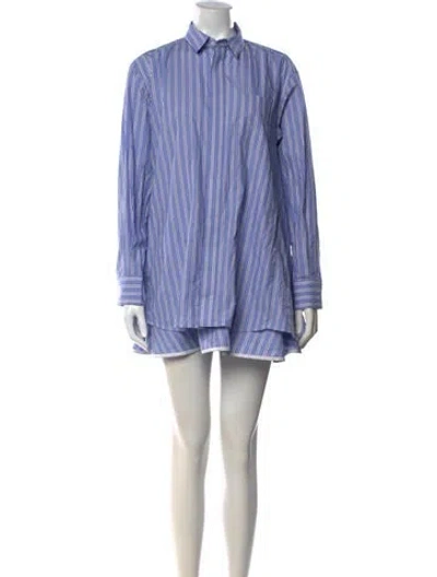 Pre-owned Sacai Striped Mini Dress In Blue