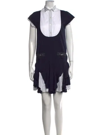 Pre-owned Sacai Striped Mini Dress In Blue