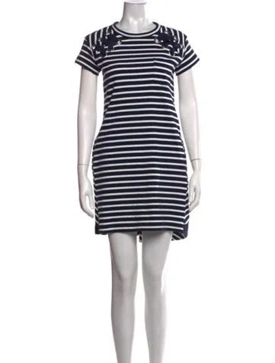 Pre-owned Sacai Striped Mini Dress In Blue