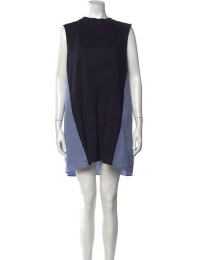 Pre-owned Sacai Striped Mini Dress In Blue