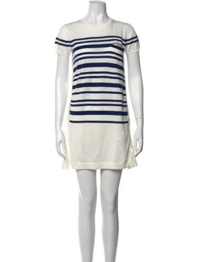 Pre-owned Sacai Striped Mini Dress In Blue/white