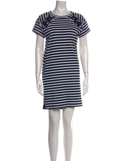 Pre-owned Sacai Striped Mini Dress W/ Tags In Blue