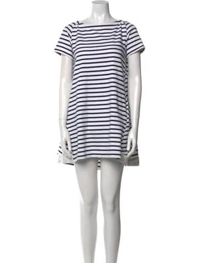 Pre-owned Sacai Striped Mini Dress In White