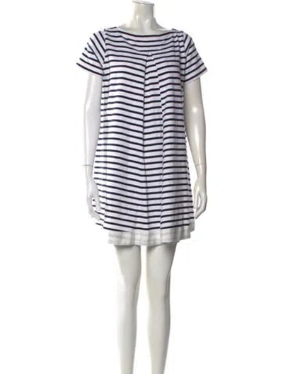 Pre-owned Sacai Striped Mini Dress In White
