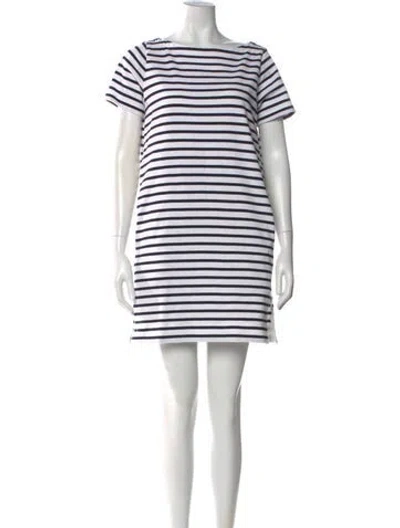 Pre-owned Sacai Striped Mini Dress In White
