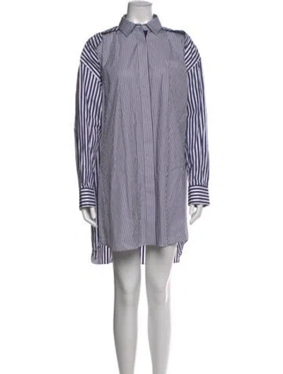 Pre-owned Sacai Striped Mini Dress In White