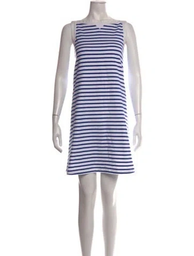 Pre-owned Sacai Striped Mini Dress In White