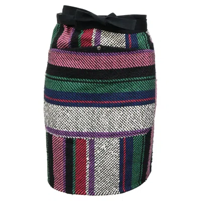Sacai Striped Mini Wrap Skirt In Multicolor Cotton Tweed