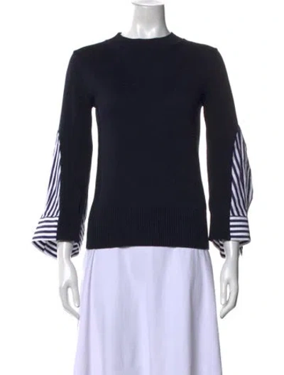 Pre-owned Sacai Striped Mock Neck Sweater In Black