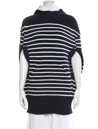 Pre-owned Sacai Striped Mock Neck Sweater In Blue