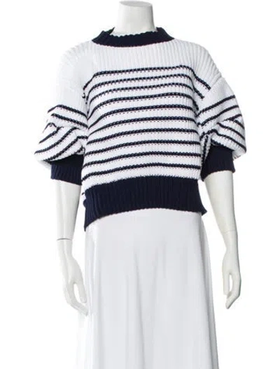 Pre-owned Sacai Striped Mock Neck Sweater In White