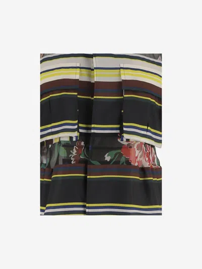Sacai Striped Nylon With Sheer Details Shirt In Multi