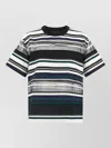 Sacai Striped Organza Insert Cotton T-shirt In Multi