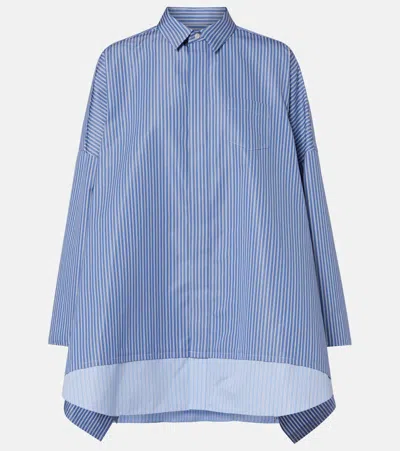 Sacai Striped Oversized Cotton-blend Shirt In Blue