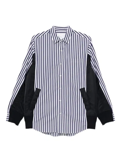 Sacai Striped Panelled-construction Shirt In Blue