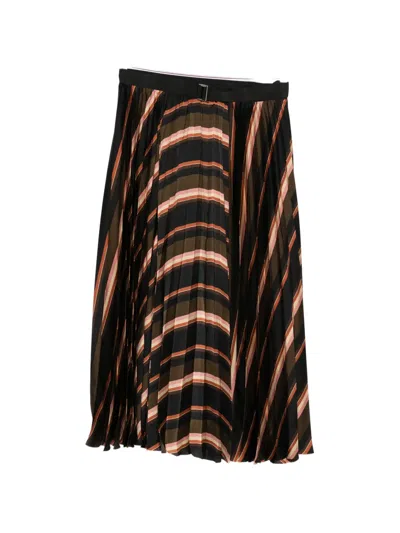 Sacai Striped-pattern Midi Skirt In Multi