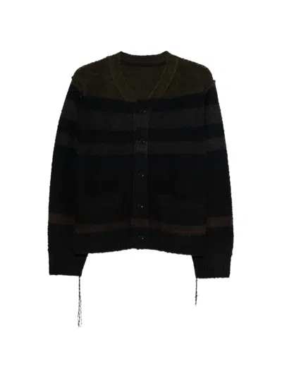 Sacai Striped Pocket Cardigan In Multi