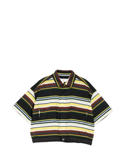 Sacai Striped Pocket Shirt In Multi