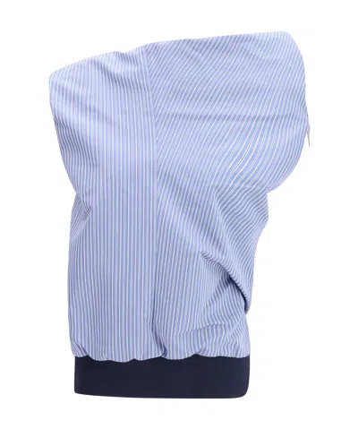 SACAI SACAI STRIPED POPLIN PULLOVER TOP