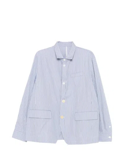 Sacai Striped Poplin Shirt Jacket In Blue