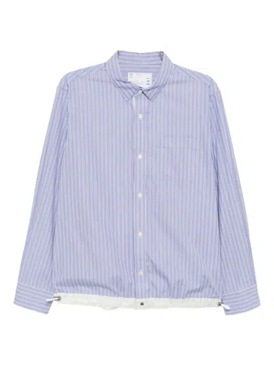 Sacai Striped Poplin Shirt In Multi