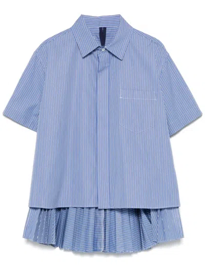 Sacai Striped Shirt In Blue