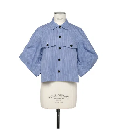 Sacai Striped Shirt In Blue
