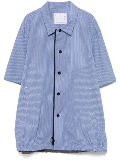 Sacai Striped Shirt In Blue