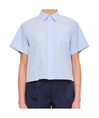 Sacai Striped Shirt In Blue