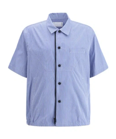 Sacai Striped Shirt In Blue