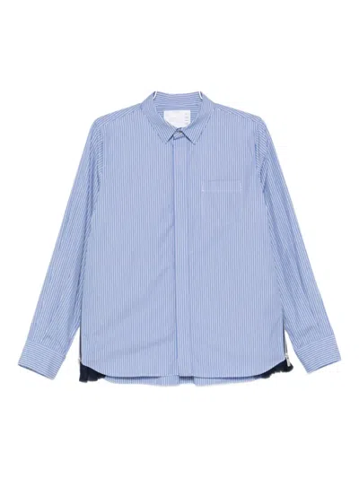 Sacai Striped Shirt In Blue