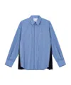 Sacai Striped Poplin Shirt In Blue