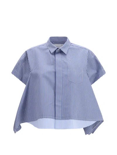 Sacai Striped Shirt In Blue