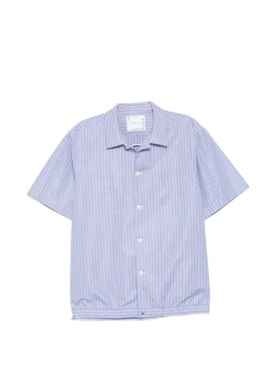 Sacai Striped Shirt In Blue