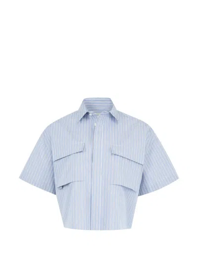 Sacai Striped Shirt In Blue